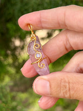 Load image into Gallery viewer, Lilac aura quartz with opalite gem accent mini pendant