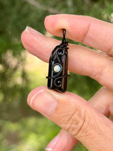 Load image into Gallery viewer, Black aura quartz with sea sediment jasper gem accent mini pendant
