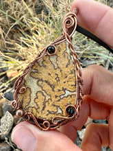 Load image into Gallery viewer, Reserved for Kathy m Psilomelane Dendrite with Black Tourmaline Gem Inclusion Wire Wrapped Pendent Necklace