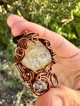 Load image into Gallery viewer, Reserved for Brandi T Libyan Desert Glass with Herkimer Diamond Inclusions Wire Wrapped Pendent Necklace