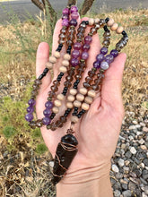 Load image into Gallery viewer, Reserved for Christy l Obsidian Arrowhead Beaded Mala Wire Wrapped Pendent Necklace
