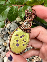 Load image into Gallery viewer, Private order for Nikki Atlantasite with Green Topaz Gem Inclusion Wire Wrapped Pendent Necklace