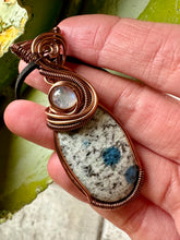 Load image into Gallery viewer, Order for Amanda w K2 with Moonstone Gem Inclusion Wire Wrapped Pendent Necklace