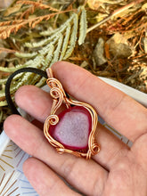 Load image into Gallery viewer, Order for Theadora Pink Agate Druzy Wire Wrapped Necklace