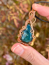 Load image into Gallery viewer, Reserved for crystal l Blue apatite Wire wrapped pendant
