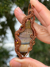 Load image into Gallery viewer, Artisan cab (positive rock) imperial jasper with tiger eye, carnelian, garnet gem accents wire wrapped pendant necklace

