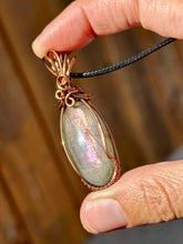 Load image into Gallery viewer, Reserved for Jessica b Purple Flash Labradorite Wire wrapped pendent necklacer
