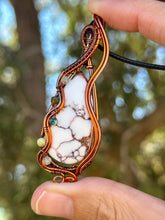 Load image into Gallery viewer, Reserved for Tanya r DUO TONED WIRE ARIZONA WILD HORSE with gem inclusions Wire wrapped pendent necklace
