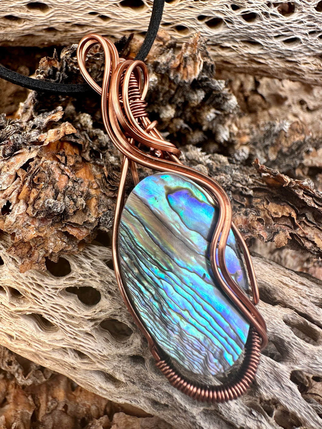 Reserved for Denise a Abalone Wire wrapped pendent