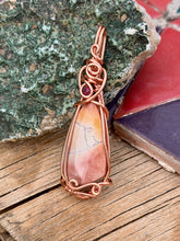 Load image into Gallery viewer, Rosetta jasper + raspberry jade wire wrapped pendant necklace
