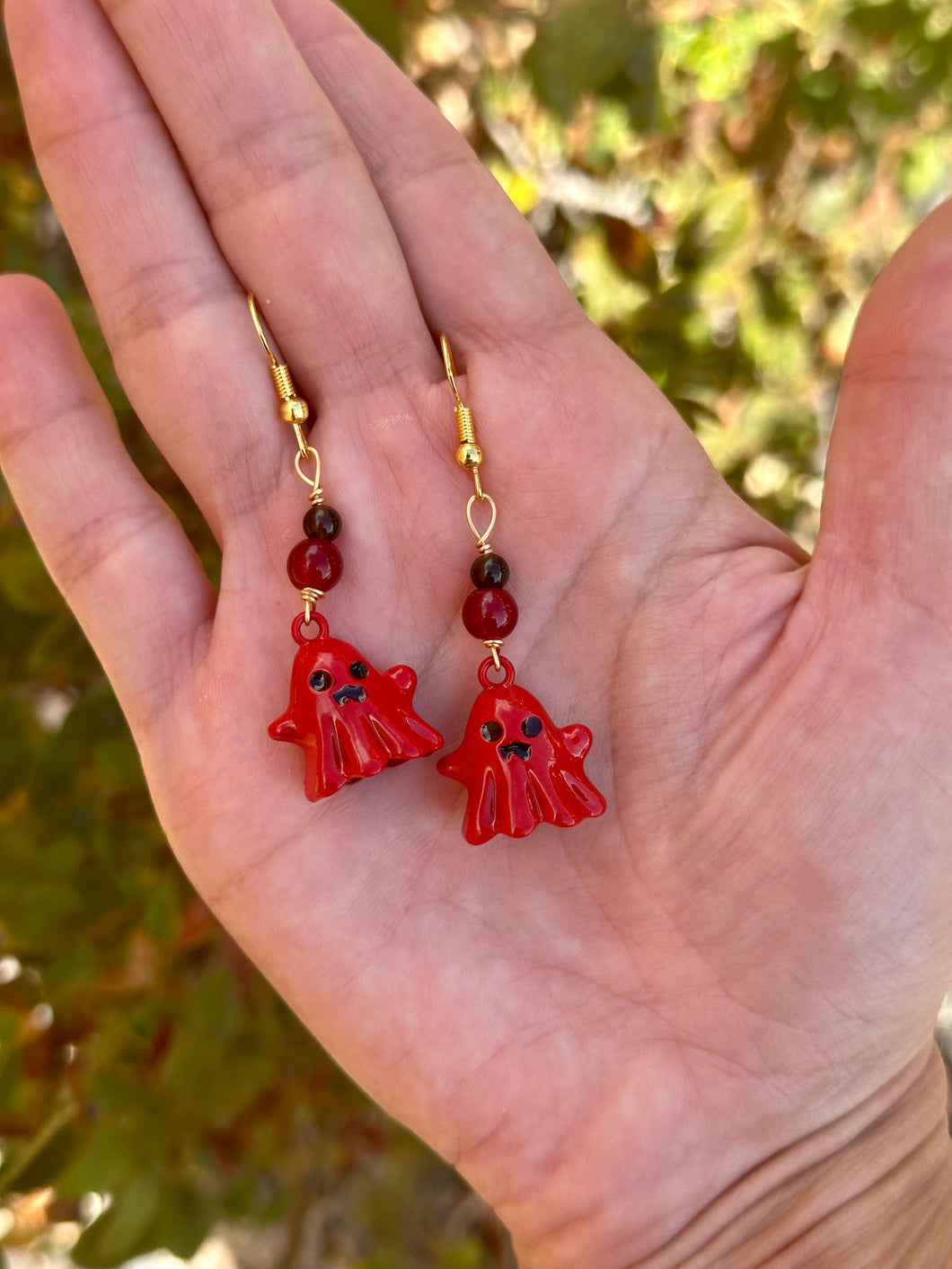 Obsidian red ghostie earrings