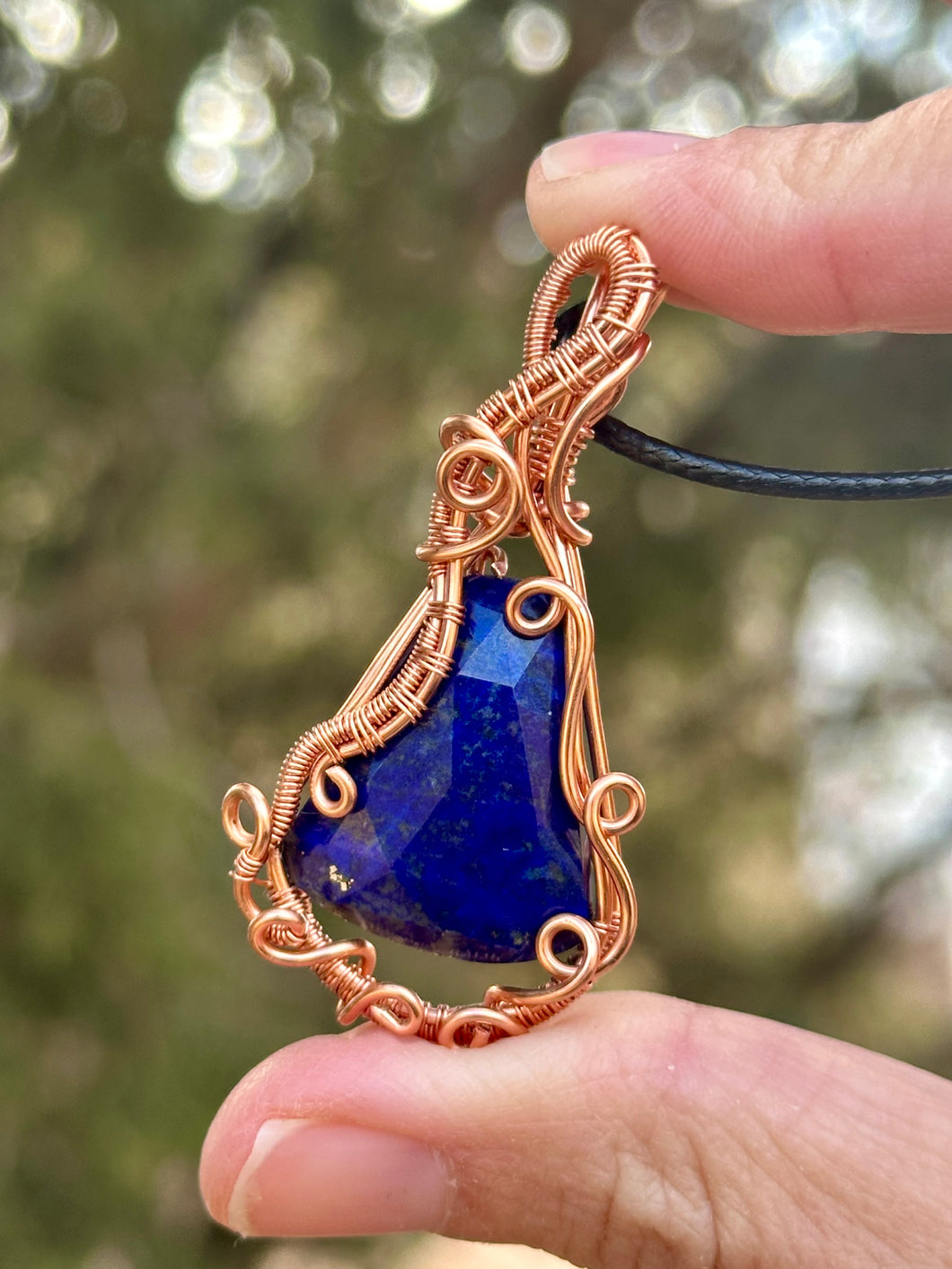 Reserved for Susanna m Faceted Lapis lazuli Wire wrapped pendant