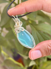 Load image into Gallery viewer, Blue onyx wire wrapped pendant
