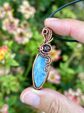 Load image into Gallery viewer, Reserved for taylee r Blue Kyanite with Super 7 Gem inclusions Wire wrapped pendent necklace
