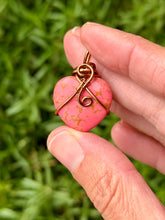 Load image into Gallery viewer, pink magnesite simple heart wire wrapped pendant
