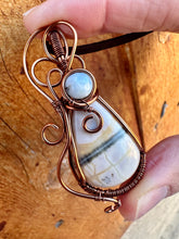 Load image into Gallery viewer, Reserved for Sonja c Picasso Jasper with Aquamarine inclusion Wire Wrapped Pendent Necklace
