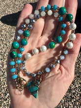 Load image into Gallery viewer, Reserved for Dana p Shattuckite with crystal beading Wire Wrapped Pendent Necklace
