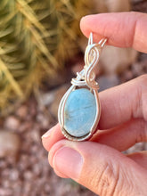 Load image into Gallery viewer, Larimar mini wire wrapped pendant necklace
