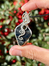 Load image into Gallery viewer, Black Tourmaline with obsidian gem accents wire wrapped pendant necklace
