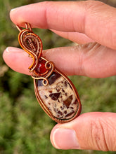 Load image into Gallery viewer, Coconut jasper with carnelian gem accents wire wrapped pendant necklace
