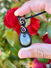 Load image into Gallery viewer, Labradorite with amethyst gem accent wire wrapped pendant necklace

