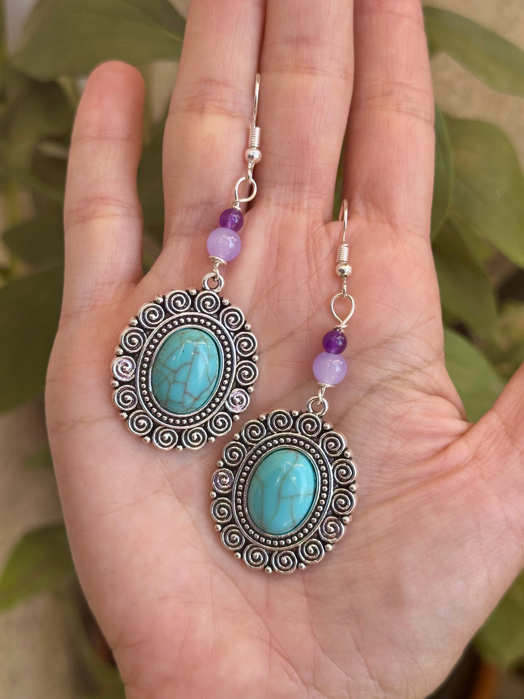 Amethyst boho earrings