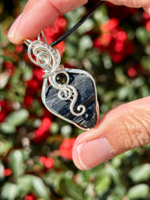 Load image into Gallery viewer, Black Tourmaline with obsidian gem accents wire wrapped pendant necklace

