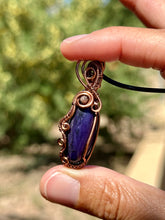 Load image into Gallery viewer, Reserved for Jennifer m charoite  with Sugilite gem inclusions  Wire Wrapped Pendent Necklaces
