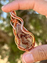 Load image into Gallery viewer, Copper rutile quartz with hematite + carnelian gem accents wire wrapped pendant necklace
