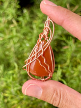Load image into Gallery viewer, Carnelian wire wrapped pendant necklace
