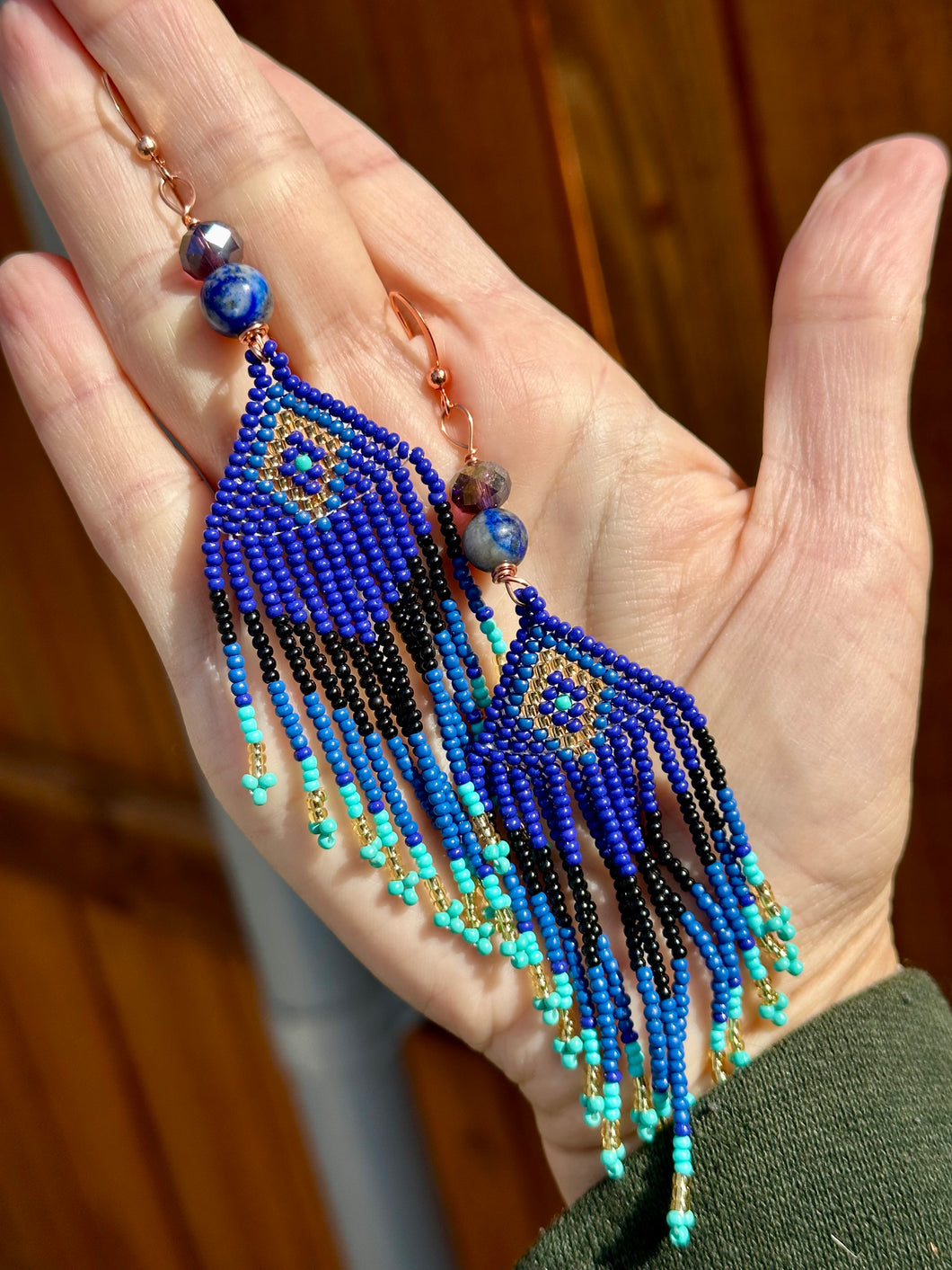 Lapis lazuli beaded earrings