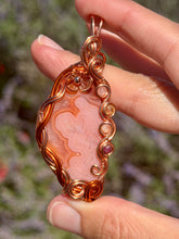 Load image into Gallery viewer, Artisan cab (positive rock) carnelian agate with citrine, sunstone, rose quartz, ruby gem accents wire wrapped pendant necklace
