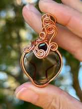 Load image into Gallery viewer, Smoky quartz with faceted garnet gem accent wire wrapped pendant necklace
