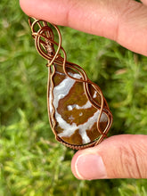Load image into Gallery viewer, Red jasper with white quartz veins wire wrapped pendant necklace
