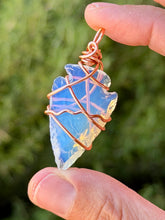 Load image into Gallery viewer, Opalite arrowhead wire wrapped pendant necklace
