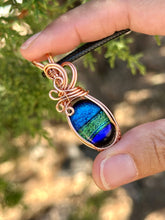Load image into Gallery viewer, Dichroic glass wire wrapped pendant
