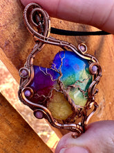 Load image into Gallery viewer, Reserved for Kelli Rainbow Solar Quartz with Phosphosiderite gem inclusions Wire Wrapped Pendent Necklacer

