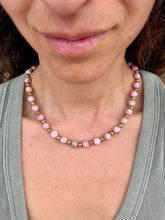 Load image into Gallery viewer, Pink jasper stretchy beaded 18” necklace
