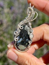 Load image into Gallery viewer, Que sera stone with labradorite + moonstone gem accent wire wrapped pendant necklace
