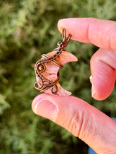 Load image into Gallery viewer, Rosetta jasper moon with tiger eye gem accent wire wrapped pendant necklace
