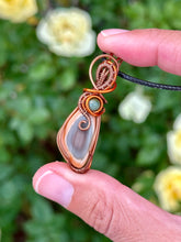 Load image into Gallery viewer, ARTISAN STONE Imperial Jasper with Indian agate gem accent wire wrapped pendant necklace
