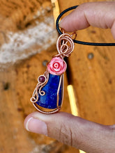 Load image into Gallery viewer, Lapis lazuli with Ruby gem accents wire wrapped pendant necklace
