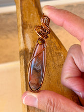 Load image into Gallery viewer, artisan cab (positive rocks) carnelian with tiger eye gem accent wire wrapped pendant necklace
