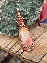 Load image into Gallery viewer, Rosetta jasper + raspberry jade wire wrapped pendant necklace
