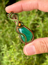 Load image into Gallery viewer, Faceted green onyx with picture jasper gem accents wire wrapped pendant necklace
