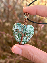 Load image into Gallery viewer, Reserved for ashley k Tree agate with peridot inclusion tree of life Wire wrapped pendant

