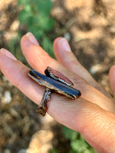 Load image into Gallery viewer, Reserved for Hannah s Ruby + Blue Kyanite Electroformed Adjustable ring
