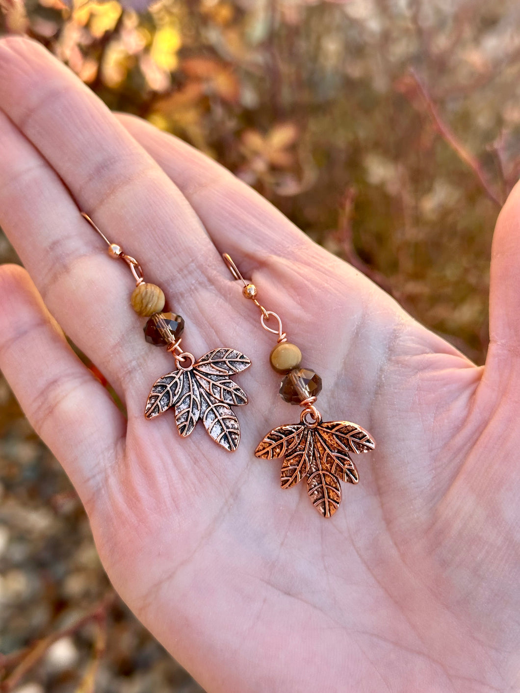 Picture jasper leaf earrings