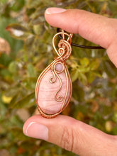 Load image into Gallery viewer, Pink Mookaite with rose quartz  gem accent wire wrapped pendant talisman necklace
