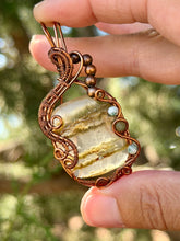 Load image into Gallery viewer, Garden quartz with tree agate + green aventurine gem accents wire wrapped pendant necklace
